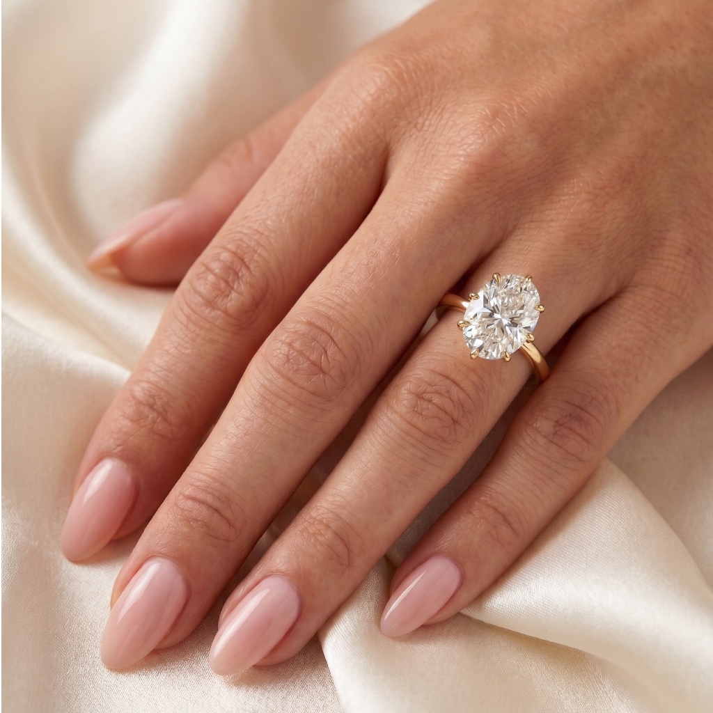 3 Carat Oval Lab Diamond Eight Prong Solitaire - Image 3