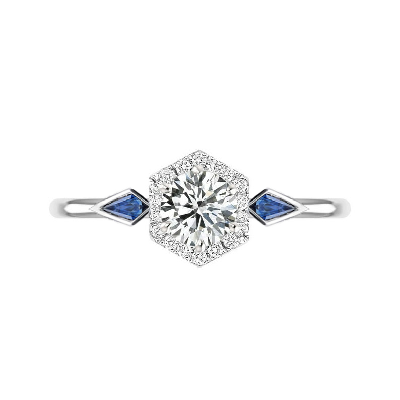 Blue Sapphire and Diamond Ring 1/4 Carat (ctw) In 14k White Gold – Kobelli