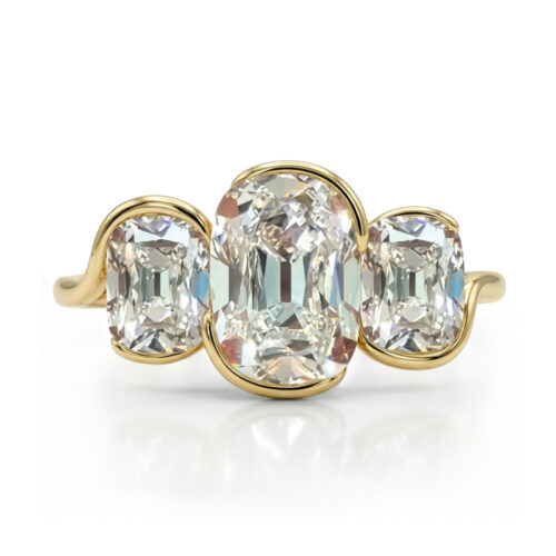 Trio Antique Cushion Diamond Whisper Bezel Bypass Ring